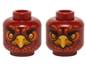 Minifigure, Head Dual Sided Alien Chima Phoenix Amber Eyes, Orange Feathers, Yellow Beak, Neutral / Stern Pattern (Foltrax)