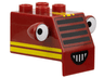 Duplo Forklift Front with Black Grille, Yellow Stripes, and White Headlight Eyes Pattern (Bob the Builder Sumsy Face)