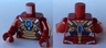 Torso Armor with Blue and Medium Blue Circle Arc Reactor, Gold Panels, Silver Trim Pattern (Iron Man Mark 17) / Dark Red Arms / Dark Red Hands