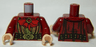 Torso LotR Robe with Large Red Bow, Gold Trim, and Ornate Gold Belt Buckle Pattern / Dark Red Arms / Light Nougat Hands