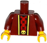 Torso Robe with Gold Trim over Red Shirt with Black Skulls and Belt with Gold Skull Buckle Pattern / Dark Red Arms / Yellow Hands