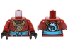 Torso Ninjago Female Outline with Gold Straps, Round Emblem, Dark Azure Knotted Sash and Dark Blue Undershirt Pattern / Dark Red Arms / Black Hands