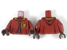 Torso Hooded Robe over Sweater, Bright Light Orange Collar, Gold Laces, Gryffindor Patch Pattern / Dark Red Arms / Dark Brown Hands