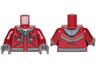 Torso Hooded Sweatshirt, Pockets and Dark Bluish Gray Markings Pattern / Dark Red Arms / Dark Bluish Gray Hands