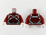 Torso Armor, White Stripes, Silver Star, Belt with Pouches and Silver Buckle Pattern / Dark Red Arms / White Hands