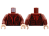 Torso Female Mesh Top, Red Vertical Webbing Pattern / Dark Red Arms / Light Nougat Hands