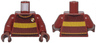 Torso Quidditch Jumper Ribbed with Bright Light Orange Stripes and Gryffindor Crest Pattern / Dark Red Arms / Reddish Brown Hands