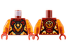 Torso Armor Breastplate, Orange Flame, Dragon Head and Orb, Logogram 'K' on Back Pattern / Trans-Orange Arms / Red Hands