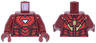 Torso Armor with Metallic Light Blue and White Triangle Arc Reactor, Red Panels, Gold Trim on Back Pattern (Iron Man Mark 6) / Dark Red Arms / Dark Red Hands