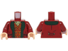 Torso Jacket Open with Pockets and Dark Green Lapels, Dark Orange Ornate Vest, Sand Green and Gold Ascot Pattern / Dark Red Arms / Light Nougat Hands