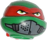 Minifigure, Head, Modified Ninja Turtle with Red Mask and Mouth Muffle Pattern (Raphael)