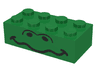 Brick 2 x 4 with Black Nostrils and Wavy Mouth Pattern