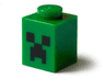 Brick 1 x 1 with Pixelated Black Eyes and Open Mouth Frown Pattern (Minecraft Creeper Face)