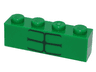 Brick 1 x 4 with 6 Dark Green Stripes Pattern (BrickHeadz The Hulk Abdomen)