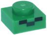 Plate 1 x 1 with 1 Dark Green and 2 Black Rectangles Pattern (Minecraft Micromob Zombie Face)
