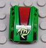 Slope, Curved 2 x 2 Lip with Neon Green Stylized Letter M and Swirl on Black and Red Stripe Pattern