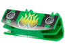 Vehicle, Grille 1 x 4 with 2 Pins with Yellow Flames and Black Stripes Pattern