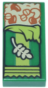 Tile 1 x 2 with Tan Granola Bar with Reddish Brown Grains and Seeds and Lime Wrapping Pattern