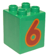 Duplo, Brick 2 x 2 x 2 with Number 6 Red Pattern