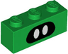 Brick 1 x 3 with White Ovals / Eyes on Black Background Pattern (Super Mario Coin Coffer)