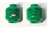 Minifigure, Head Dual Sided Black Eyebrows, White Pupils, Wide Smile / Nervous with Tooth Pattern (Beast Boy)