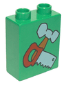 Duplo, Brick 1 x 2 x 2 with Hammer and Saw Pattern