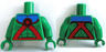 Torso Muscles Outline with Red Straps, Medallion and Blue Top Pattern / Green Arms / Green Hands