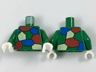 Torso Red, White and Blue Patches Pattern (Crazy Quilt) / Green Arms / White Hands