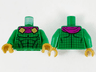 Torso Magenta Scarf with Gold Clasps, Black Muscle Contours, and Dark Green Grid Lines Pattern / Green Arms / Pearl Gold Hands