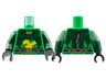 Torso Dark Green Armor, Gold Buckle, Bright Light Orange Ninjago Logogram Letter L Pattern / Dark Green Arms / Black Hands