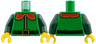 Torso Coat with Red Collar with Gold Trim and Buckle, Black Belt Pattern / Dark Green Arms / Yellow Hands