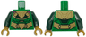 Torso Armor, Gold Chest Plates, Belt and Buckles, Magenta Cape, Black Mesh with Dark Green Background Pattern / Dark Green Arms / Pearl Gold Hands