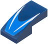 Slope, Curved 2 x 1 x 2/3 with 2 White Stripes on Blue Chevron Pattern