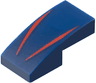 Slope, Curved 2 x 1 x 2/3 with 2 Red Stripes Pattern