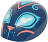 Large Figure Armor, Round, Smooth with Medium Azure Eyes, Curls, Whisker Dots, and Forehead Triangle, Coral Nose and Cheek Lines Pattern (Cat Head)
