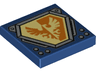Tile 2 x 2 with Bright Light Yellow and Orange Falcon on Hexagonal Shield with Silver Border Pattern
