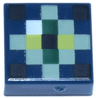 Tile 1 x 1 with Pixelated Sand Green, Dark Green and Yellowish Green Diamond, White Highlight, Black Corners Pattern (Minecraft Eye of Ender)