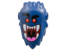 Minifigure, Head, Modified, Bogeyman with Pin Holes with Black Bushy Eyebrows, Red Eyes, Dark Red Large Open Mouth with Dark Pink Tongue and White Teeth Pattern