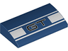 Slope, Curved 2 x 4 x 2/3 with Bottom Tubes with 'GT' and White Stripes Pattern