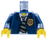 Torso Police Suit with Gold Badge and Striped Tie Pattern / Dark Blue Arms / Yellow Hands