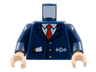 Torso Train with Logo, Three Gold Buttons, Red Tie, Pencil & Paper in Pocket Pattern / Dark Blue Arms / Light Nougat Hands