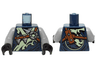 Torso Ninjago Robe Tattered Yellowish Green Collar, Reddish Brown Straps, Silver Arrowheads Pattern / Light Bluish Gray Arms / Black Hands
