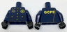 Torso Police Uniform, Gold Buttons and Badge, Radio Over Shoulder and 'GCPD' on Back Pattern / Dark Blue Arms with Gold Badge Right / Black Hands