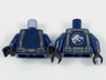 Torso Shirt with Pockets, Dark Bluish Gray Suspenders and Belt with Pouches, Silver Jurassic World Logo on Back Pattern / Dark Blue Arms / Black Hands