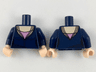 Torso Female Low-Cut Top, Light Nougat Neck and Pink Triangle Pattern / Dark Blue Arms / Light Nougat Hands