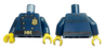 Torso Police Uniform Vintage, Gold Star Badge Logo, Buttons, Buckle and Black Belt Pattern / Dark Blue Arms / Yellow Hands