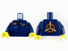 Torso Jumpsuit, Reddish Brown Namebadge with Gold 'JP', Gold Wings Badge and Blue Patch Pattern / Dark Blue Arms / Yellow Hands