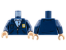 Torso Jacket with Yellow USPS Postal Patch, Silver Zipper, Bright Light Blue Shirt Pattern / Dark Blue Arms / Light Nougat Hands