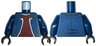 Torso Jacket Open with Pockets and White Trim over Dark Red Shirt, Light Nougat Neck Pattern / Dark Blue Arms / Black Hands