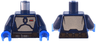 Torso SW Mandalorian Silver Beskar Armor, Dark Brown Belt with Pouch, Red Rectangle Pattern (Fleet Commander) / Dark Blue Arms / Blue Hands